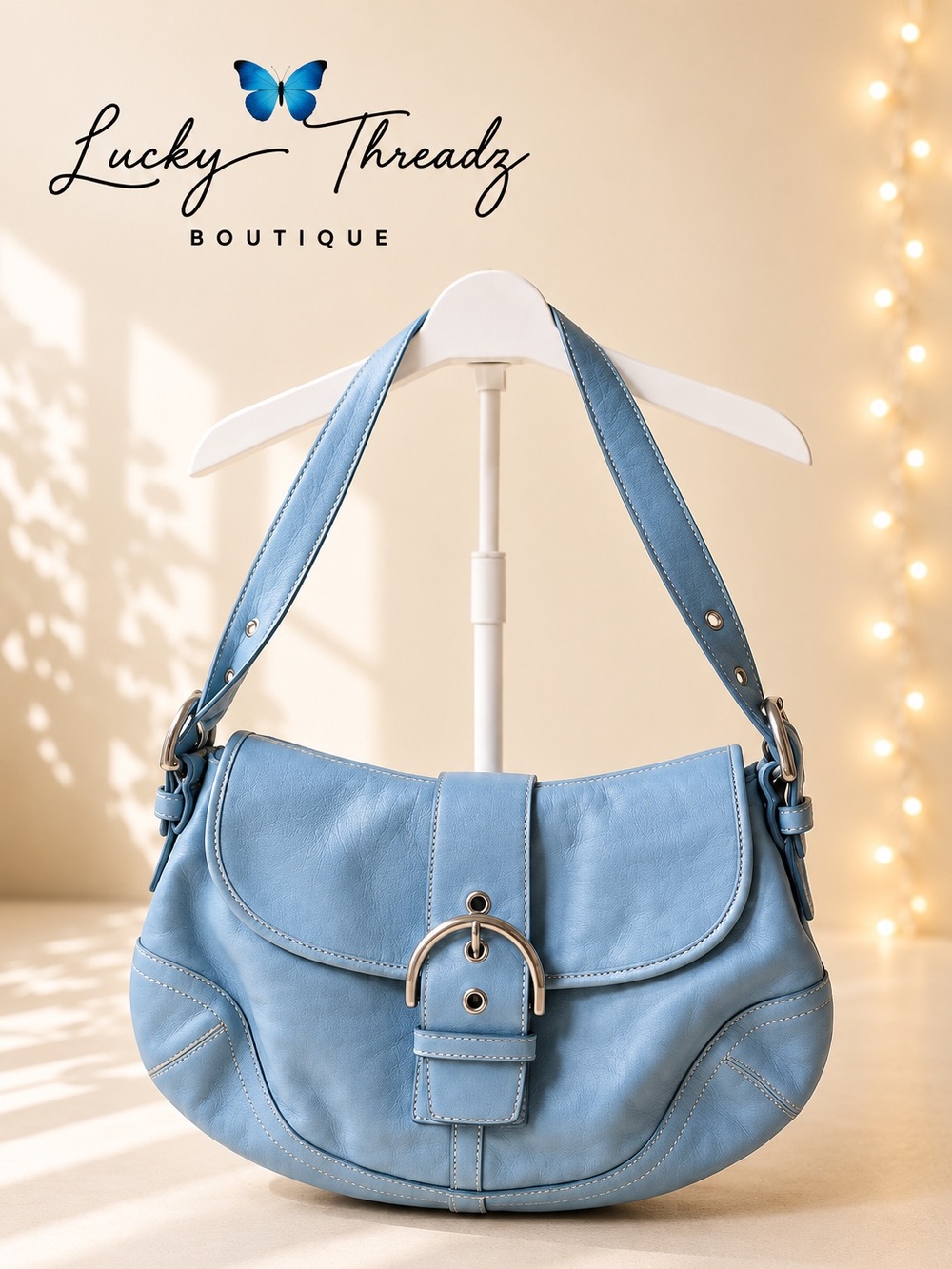Coach Soho Sky Blue Leather Flap Bag 9248 Vintage Y2K Pristine Condition